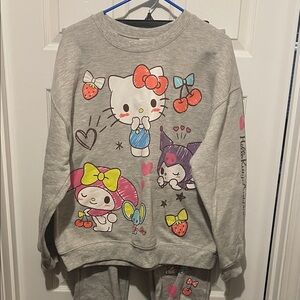 Hello Kitty Gray Sweats set  with Colorful Characters